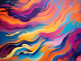  Vibrant dynamic art. Full color flow wave trendy background.