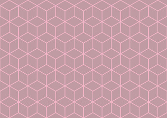 Isometric box pattern wallpaper. Background. Isometric shape. Print design. Graphic design. Vector pattern. Geometric pattern. Fabric. Decorative. Ornaments. Pink and Purple colour tone. Form.