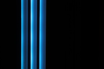 three lines of blue light on a black background - obrazy, fototapety, plakaty
