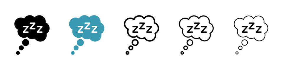 Zzz vector icon set. Zzz sleepy text for UI designs. - obrazy, fototapety, plakaty