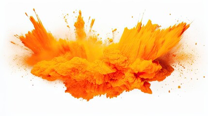 Orange Holi powder burst. Generative AI - obrazy, fototapety, plakaty