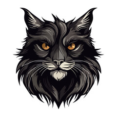 long haired cat head mascot logo illustration, generative ai
