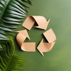 Recycling symbol made of kraft paper