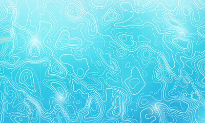 Ocean bottom topographic line map curvy wave isolines vector illustration.