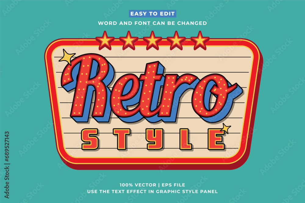 Canvas Prints retro vintage editable text effect. retro style 3d cartoon style premium vector