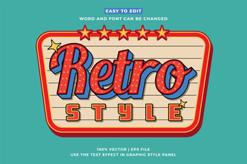 Fototapeta premium Retro vintage editable text effect. Retro Style 3d cartoon style premium vector