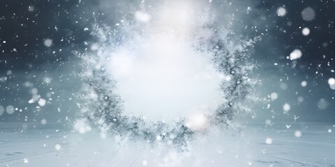 Christmas background with bokeh lights and snowflakes. New Year background.