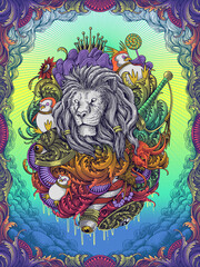 Lion Head Surrealism Artwork 