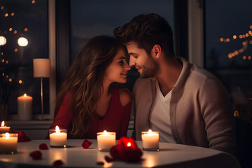 valentines day background, social media background for vday, full of romance cards with love, red rose and candles	