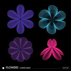 Flowers curve lines, Graphics element vector