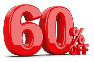Special 60 Percent Off Sale - Red 3d Number Percent Off