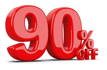 Special 90 Percent Off Sale - Red 3d Number Percent Off