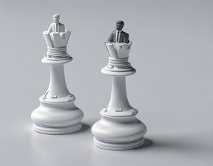 Chess figure of two Businessmen on a chess board. Space for text. Concept. Business competition.