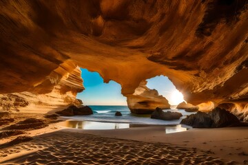 An organic beach cave in the summer