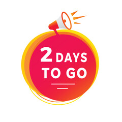 2 days to go banner, design. count time sale or promo for websites or advertising. Flat Vector template isolated on white background.