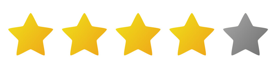 Five stars icon with yellow gradation and grey gradation for web app or mobile app - obrazy, fototapety, plakaty