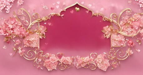 バレンタインデー、フレーム、花、背景｜Valentine's Day, frame, flowers, background. Generative AI