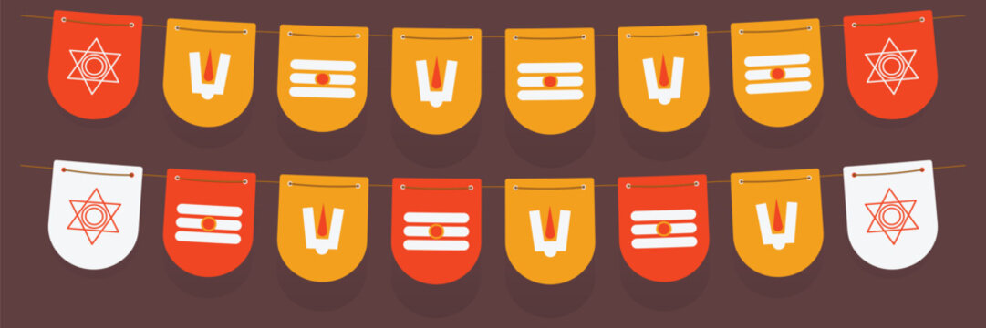 Hindu Auspicious Occasion, pooja room decor paper bunting flags toran set. 