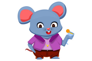 Cute Mouse Character Design Illustration