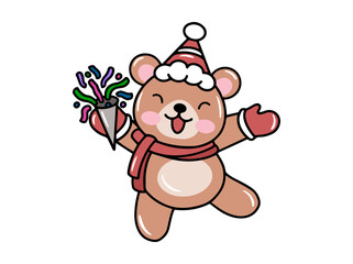 Christmas Animal with Bear Cartoon
