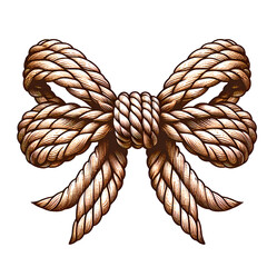 Isolated bow string with no background. Knot cord, jute or twine rope. Parcels, packages