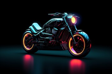 a black motorcycle with red and blue lights