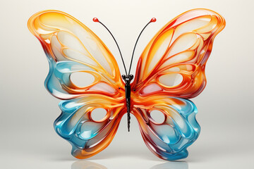 Glass butterfly, work of art for design and decoration. Generative AI.
