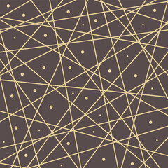 Geometric brown golden vector abstract pattern with dots and lines. Geometric modern ornament for designs and backgrounds