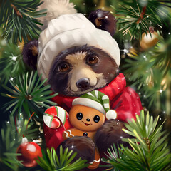 Teddy bear and Christmas gingerbread - 689538770