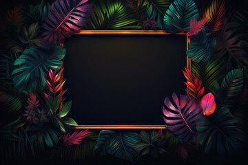 Fototapeta na wymiar luxury frame with tropical leaves