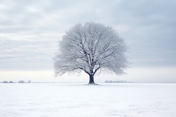 Fototapeta na wymiar a tree in a snowy field