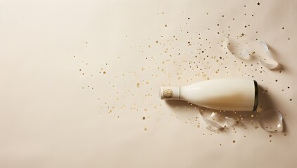 Champagne bottle on abstract background.