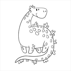 Vector dinosaur with long neck. Coloring books for children