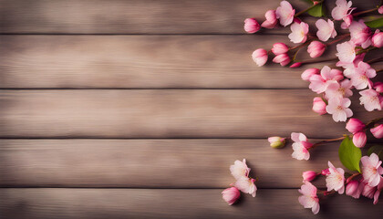 Spring Flowers on wooden background