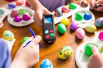 Engaging Easter Activities. Children Busy Painting and Creating Decorations with Eggs