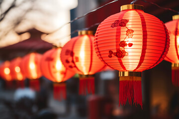 chinese new year lanterns, chinese new year dragon, fireworks in the city, wallpaper and social media background for china newyears festival

 - obrazy, fototapety, plakaty