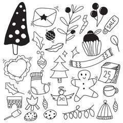 set of celebration christmas and new year isolated on white background