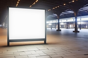 Clear Billboard in public place with blank copy space, advertising or promotional poster content, empty mock up