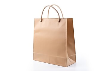 Close up brown paper bag mockup, Packaging template mock up. Delivery service concept. Copy space. Clear blank craft paper bag for takeaway on white background