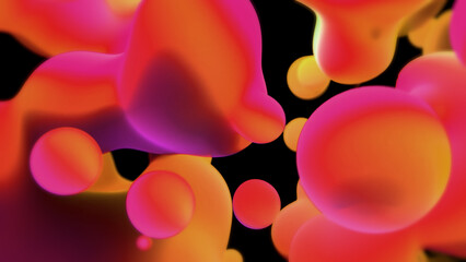 orange and pink slime benign bubbles from alien planet - abstract 3D illustration