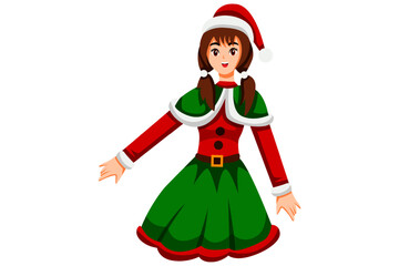 Christmas Girl Character Design Illustration