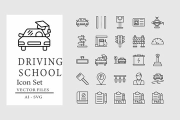 - Driving School Set File - obrazy, fototapety, plakaty