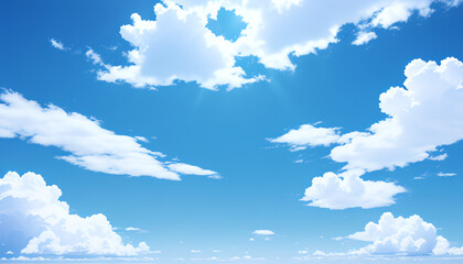 the sky and atmosphere in the beautiful blue sky With fluffy white clouds