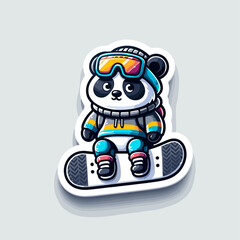 Cute Panda on a snowboard
