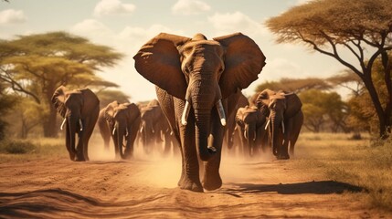 Fototapeta na wymiar elephants in the desert