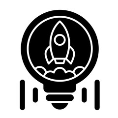 Rocket vector icon on glyph