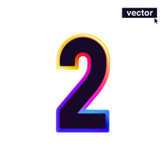 2 logo. Number two in vivid neon line style. Rainbow gradient icon for Sale banner. Colorful vector emblem for Special Price design, Discount Offer labels, Coupon Template, futuristic identity etc.