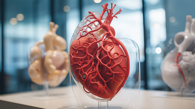 3D printing of heart and blood vessels in a medical center of the future.