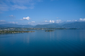 punta sasso lake garda. Aerial panorama on punta sasso.