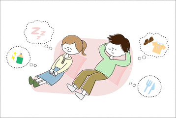 お昼寝するカップル